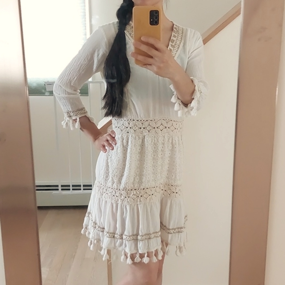 White cotton boho dress